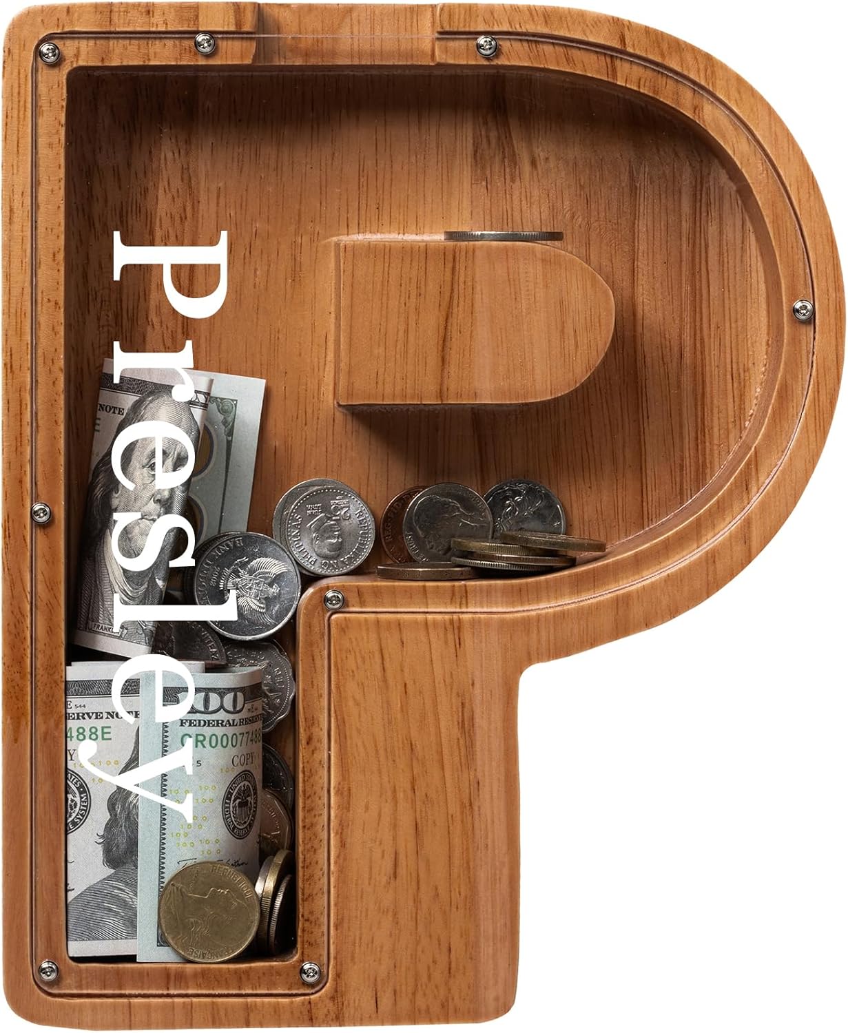 Personalized 12in Extra Large Wooden Letter Piggy Bank for Kids