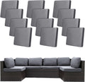 12Pcs Stretch Patio Cushion Covers Grey - Elastic Outdoor Slipcovers