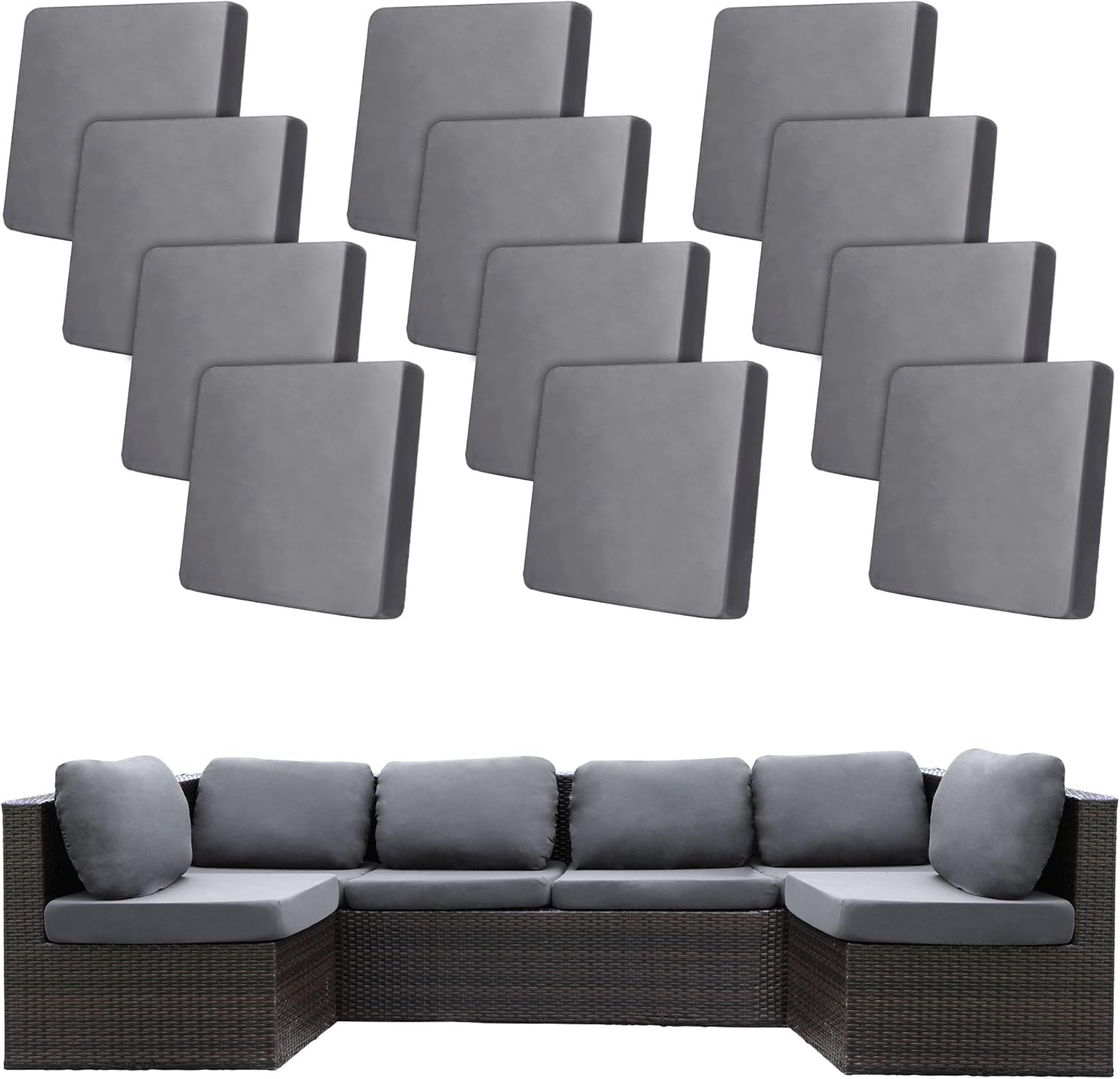12Pcs Stretch Patio Cushion Covers for Outdoor Furniture Protection