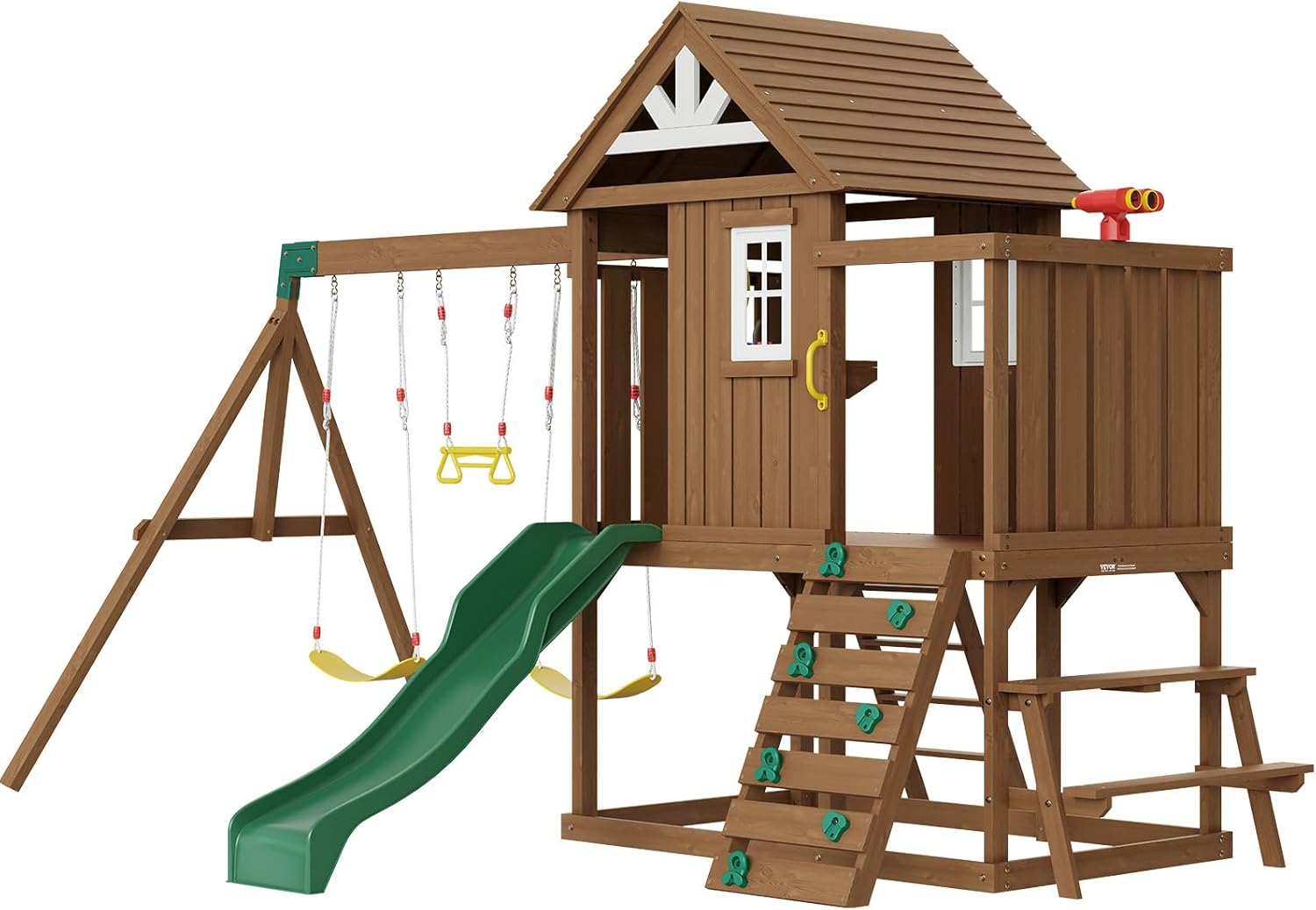 VEVOR Wooden Swing Set - 9 in 1 Outdoor Playground Fun