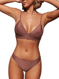 Solid Color Triangle Bikini Set for Women - Adjustable, Flattering Fit