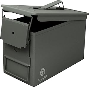 Solid Tactical Metal Ammo Can - Durable Storage for Ammo & More
