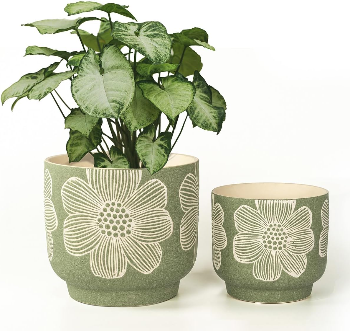 YBX 8 Inch and 6 Inch White Flower Pattern Plant Pots Review