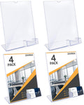 8.5 x 11 Acrylic Sign Holder with Business Card Pocket - 4 Pack