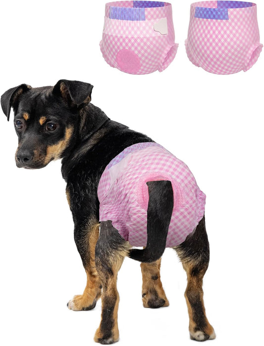 Adjustable Foam Tail Hole Pet Diapers - 36pcs (S, Pink)