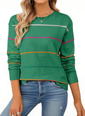 SHEWIN Womens Crew Neck Striped Sweater - Comfortable All-Season Fit