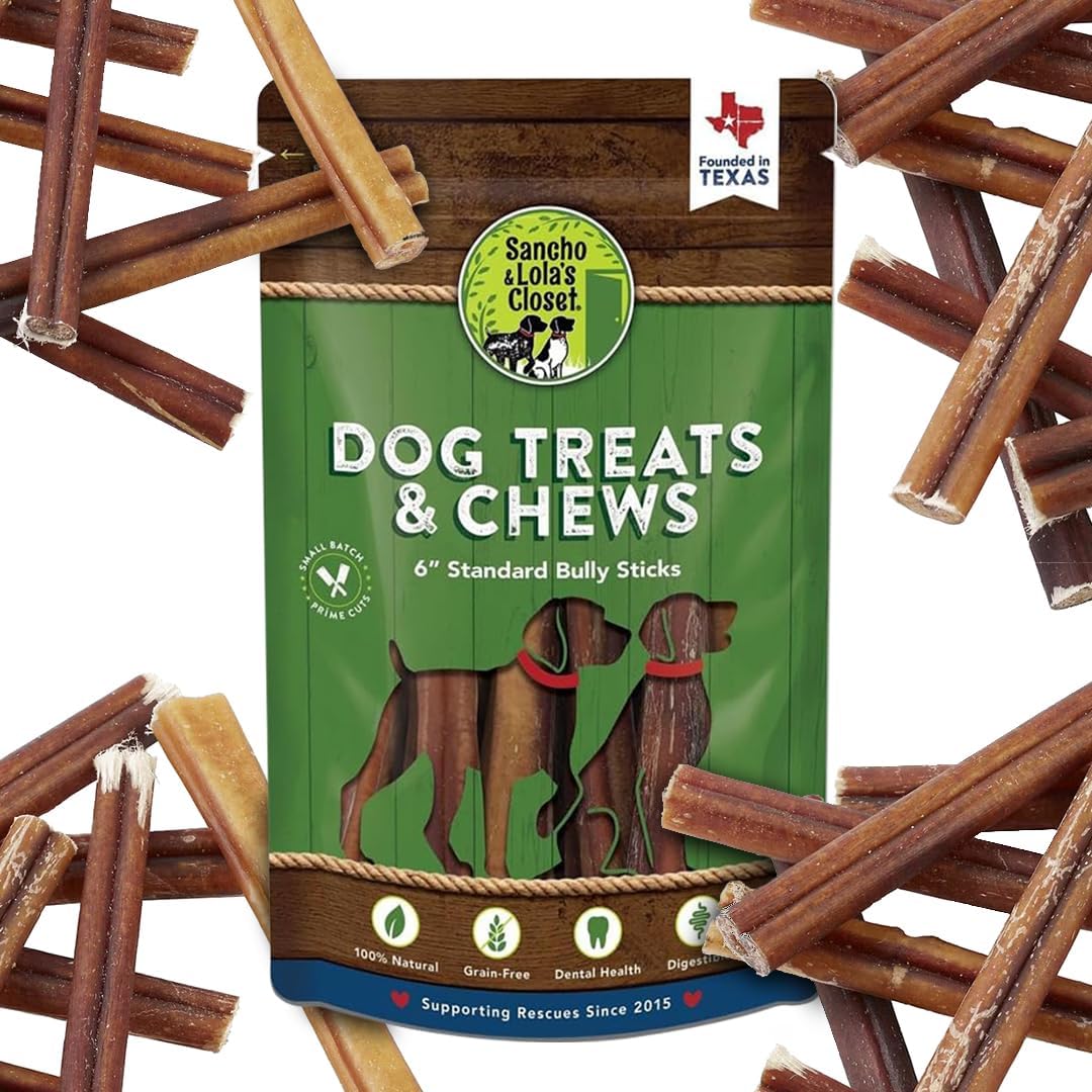 Supreme 6-inch Bully Sticks for Dogs - All-Natural Chew Treats