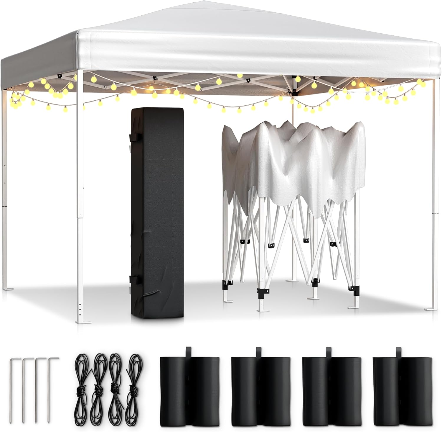 10x10 Pop Up Canopy Tent - Illuminate Your Outdoor Space!