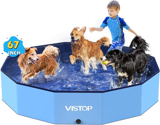 VISTOP Extra Large Foldable Dog Pool for Pets and Kids Fun