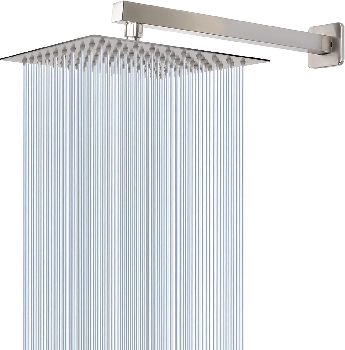 HarJue High Pressure Square Shower Head with Extension Arm