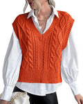 Sweater Vest for Women V Neck Sleeveless Knit Solid Casual Ribbed home