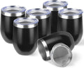 12oz Stemless Wine Tumbler 6 Pack Black - Double Wall Insulated