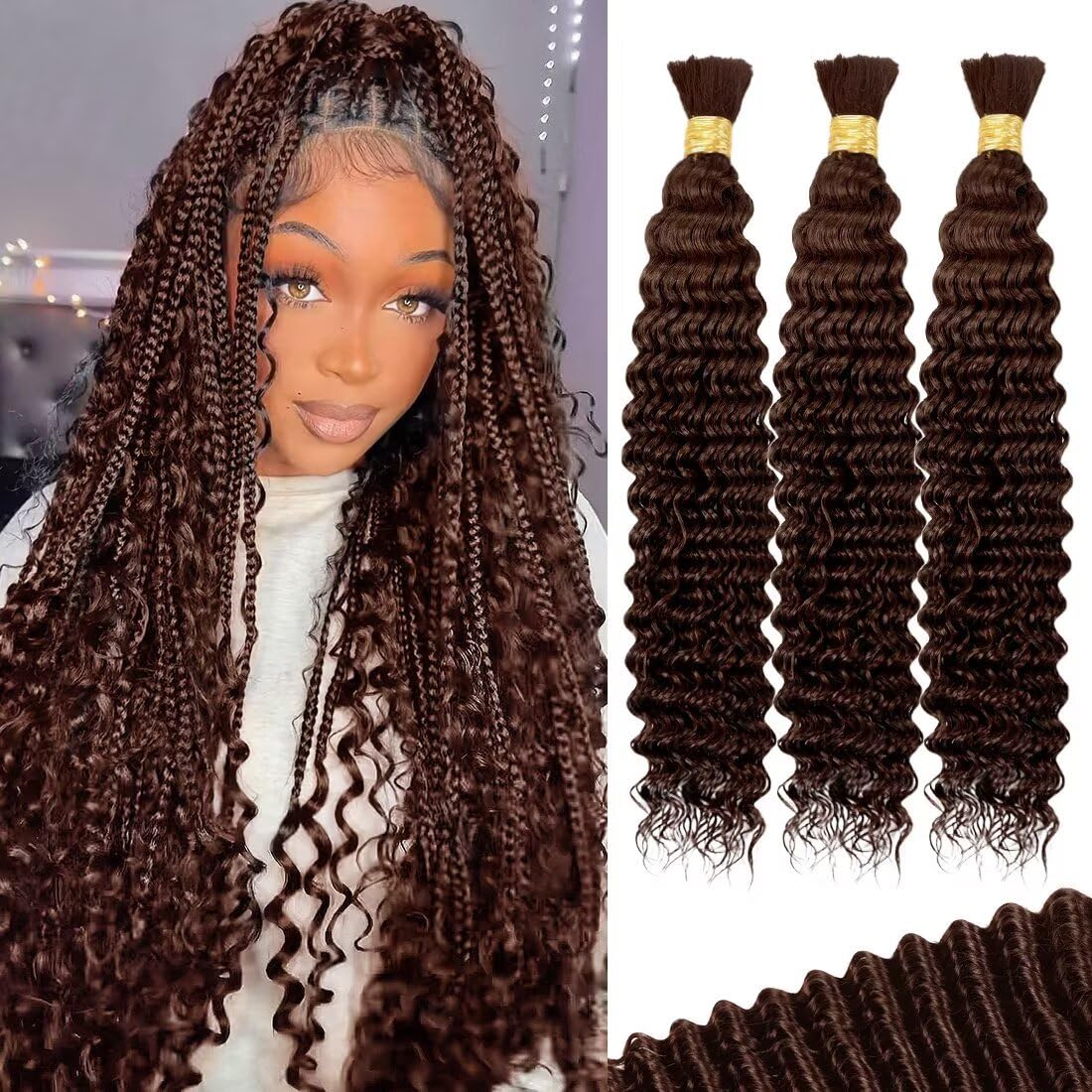 100g Chocolate Brown Human Braiding Hair for Boho Braids