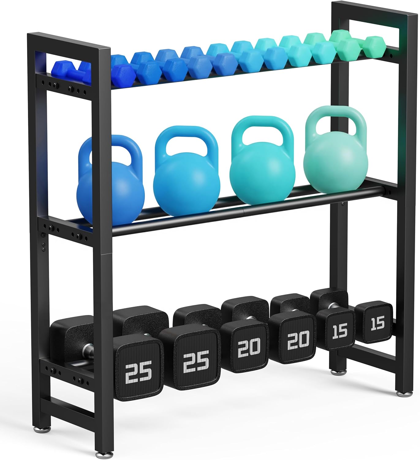 3 Tier Adjustable Dumbbell Rack for Home Gym - Heavy-Duty Storage