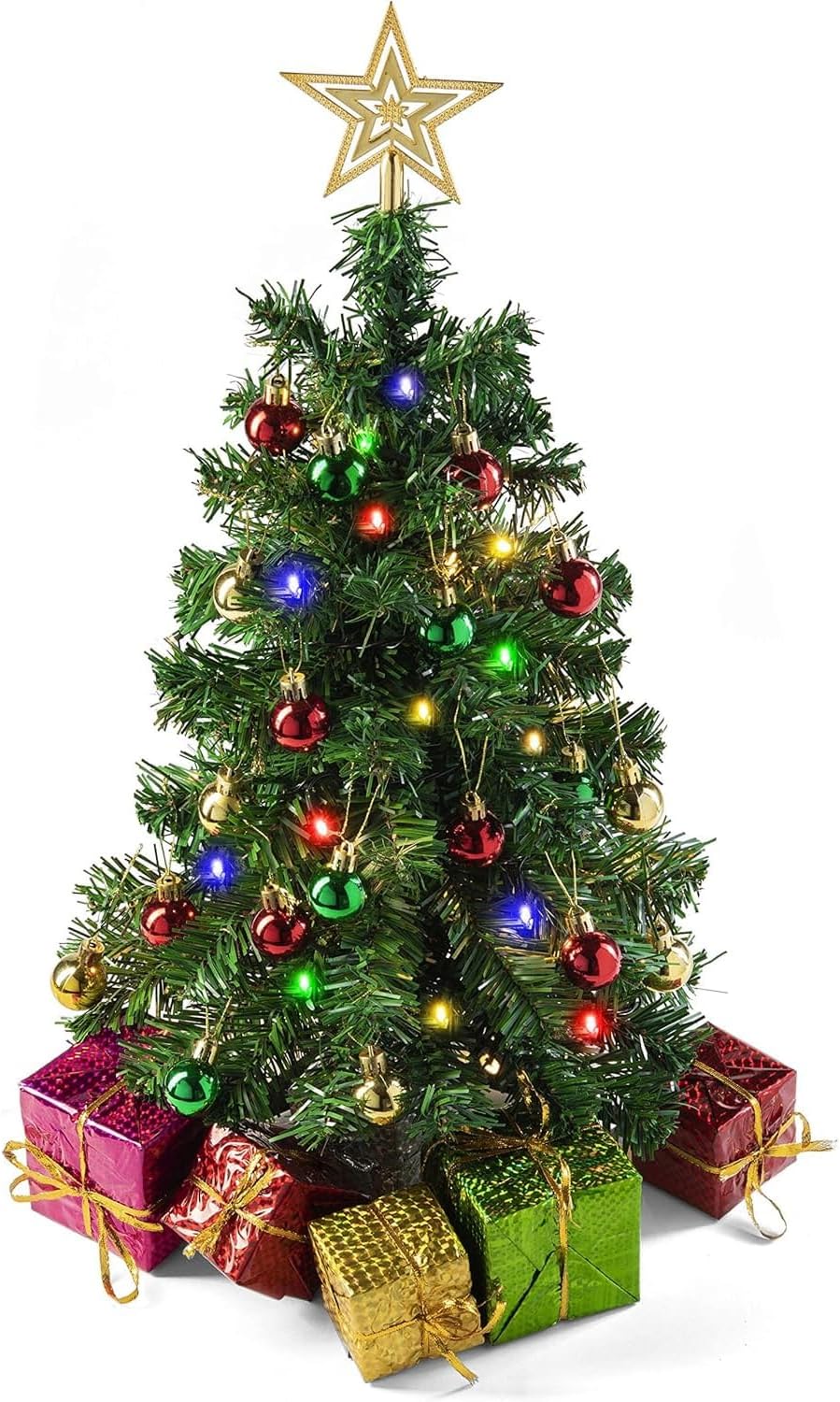 23-Inch DIY Mini Christmas Tree with Lights for Festive Decor
