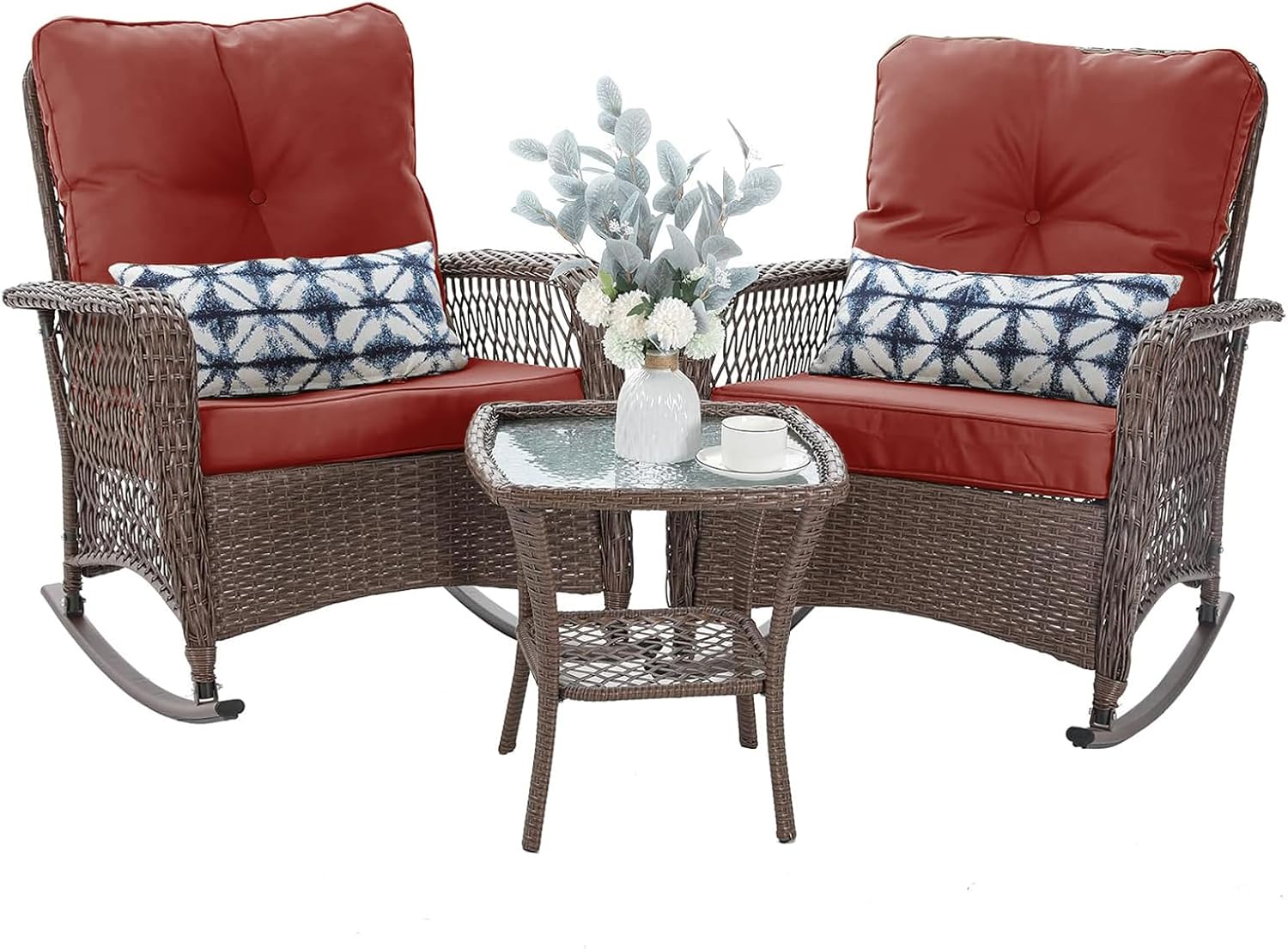 Rocking Bistro Set with Thick Cushions for Ultimate Relaxation