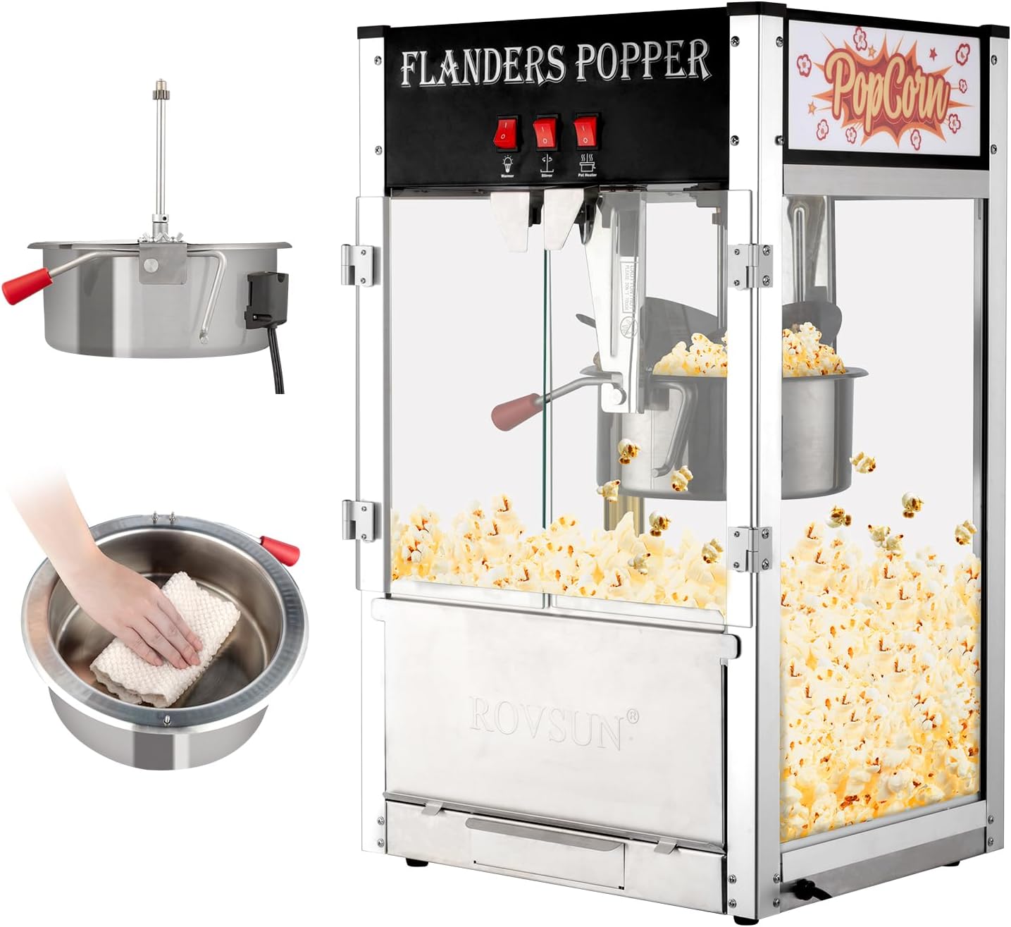 ROVSUN 12oz Commercial Popcorn Machine: Makes 80 Cups!