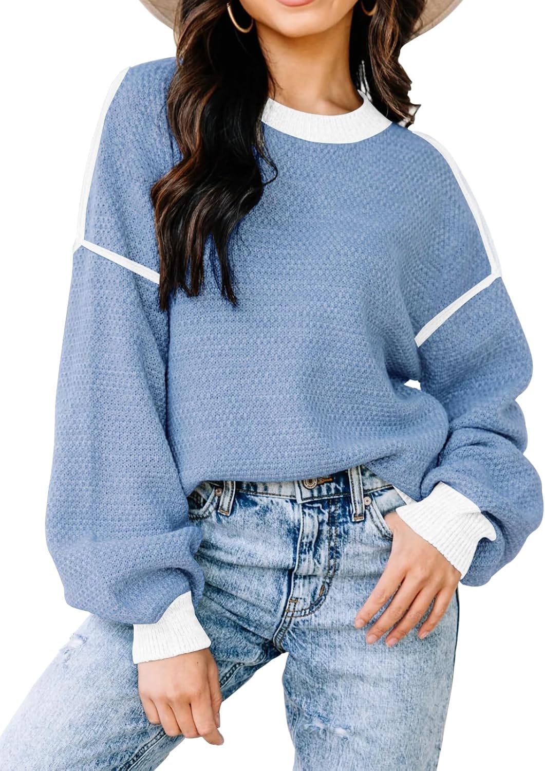Womens Sweaters Fall 2025 Fashion Oversized Color Block Style