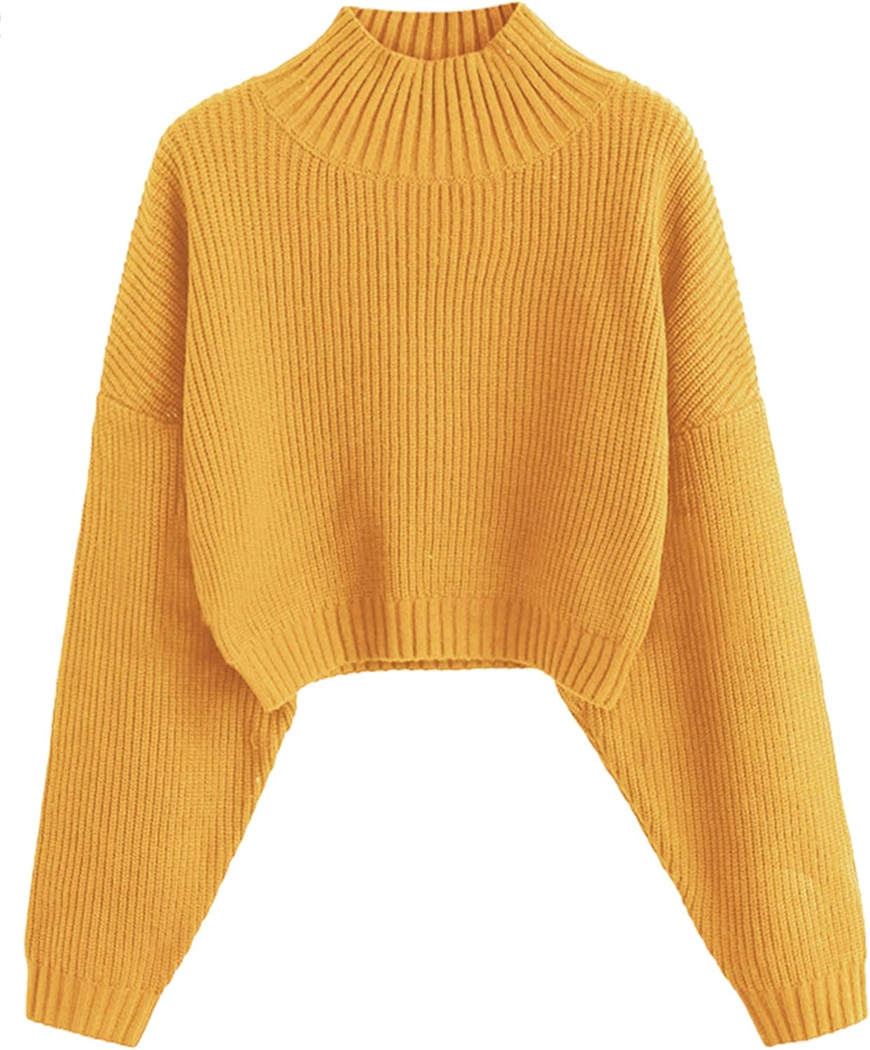 Cropped Turtleneck Sweater for Women - Stylish Lantern Sleeve Knit