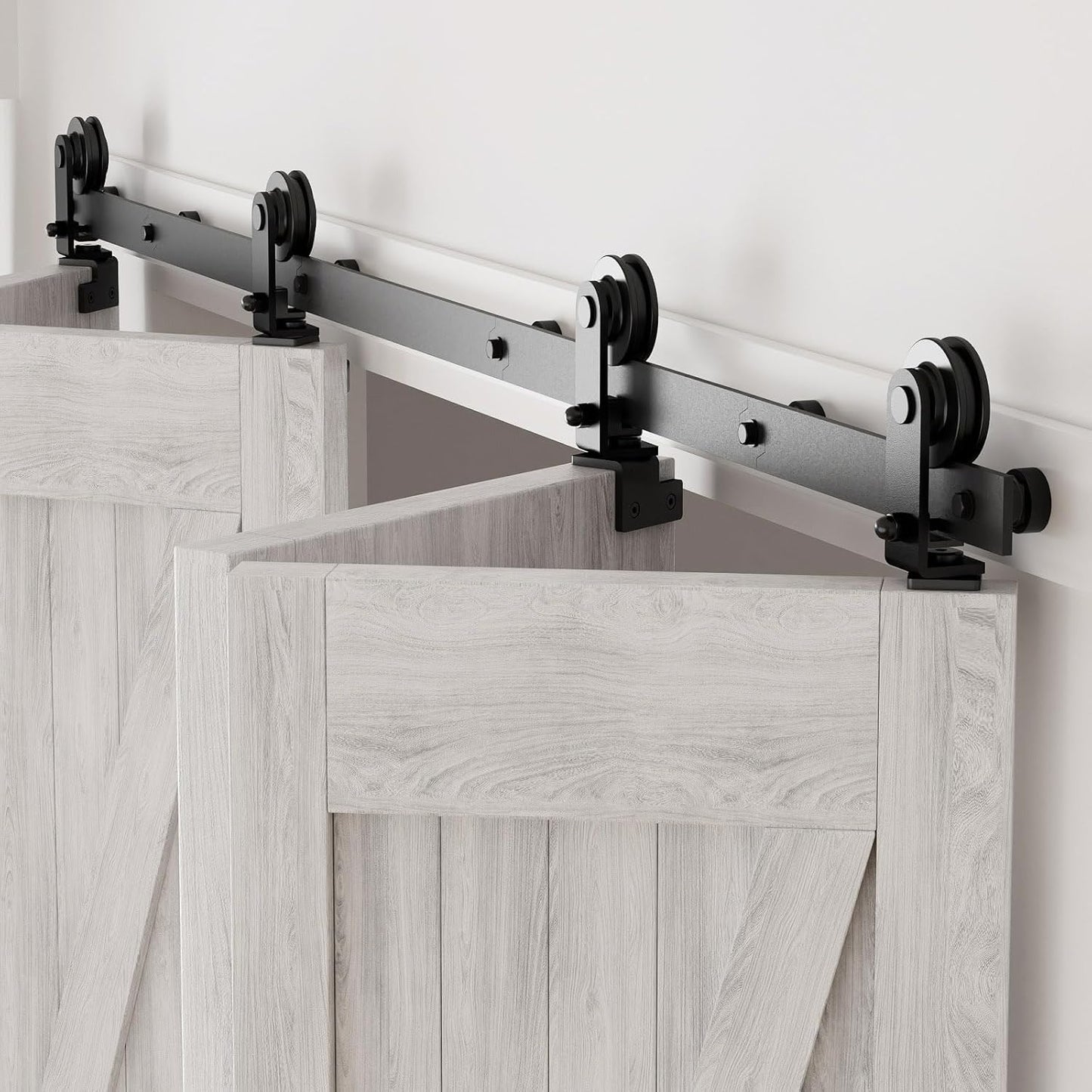 10FT Bi-Folding Sliding Barn Door Hardware Kit for 4 Doors