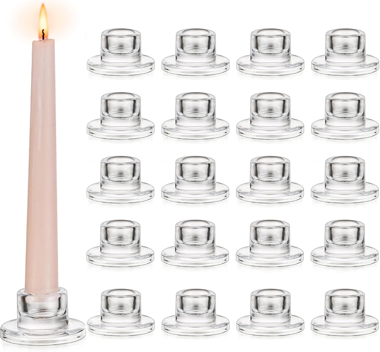 Glasseam Glass Tapered Candlestick Holders for Elegant Decor