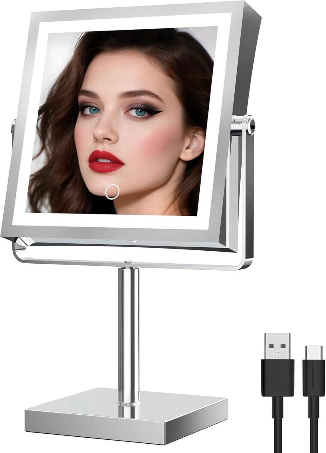 Ruacq Rechargeable Makeup Mirror with 1X/10X Magnification