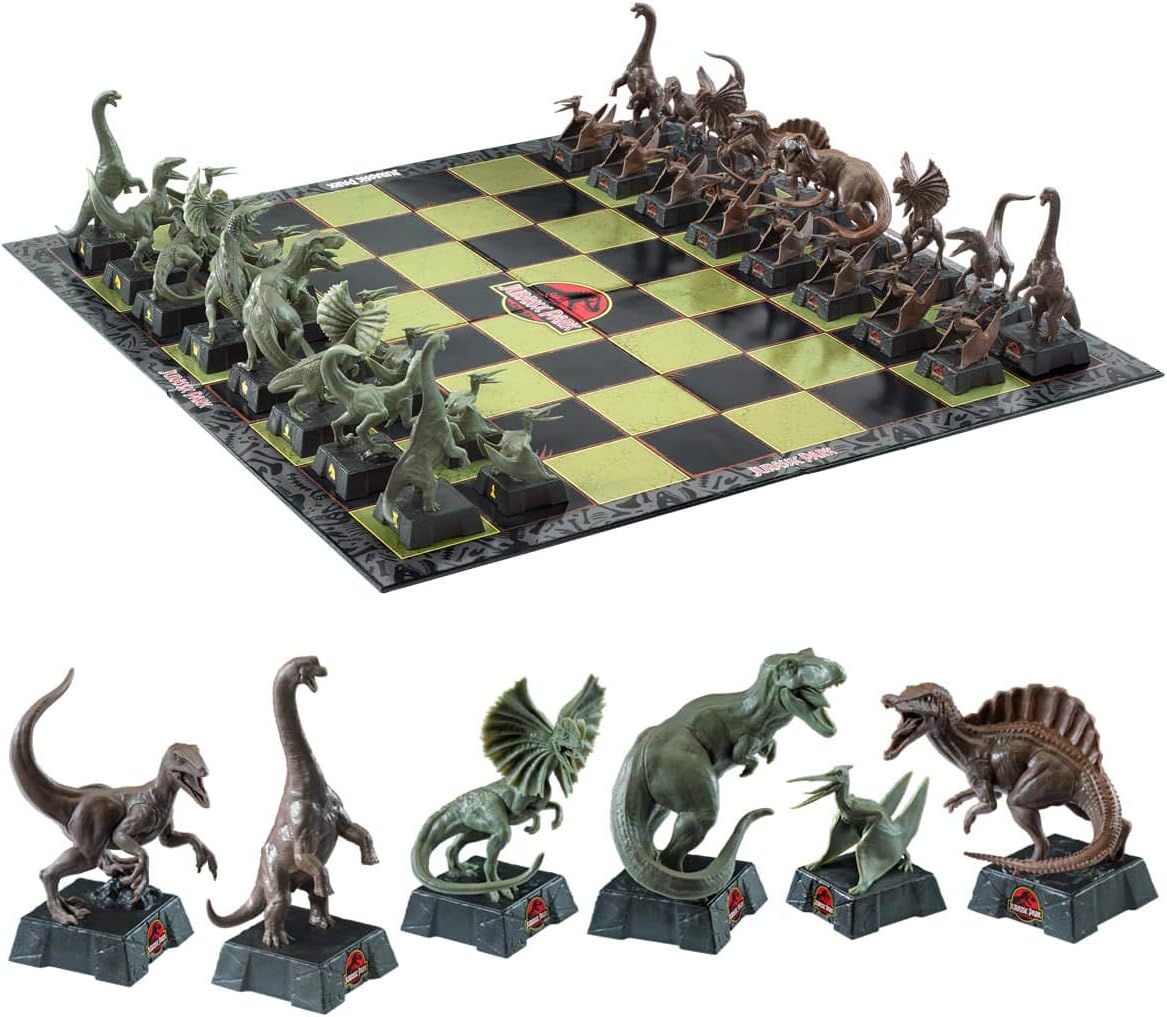 Jurassic Park Chess Set with Dinosaur Figures for Enthusiasts