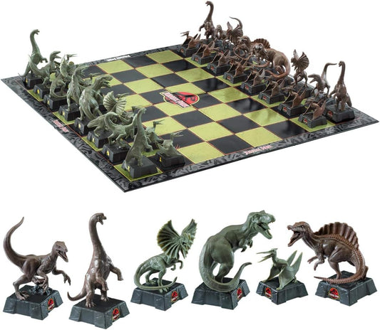 Jurassic Park Chess Set with Dinosaur Figures for Enthusiasts