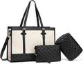 Keyli 3pcs Laptop Bag for Women 15.6 in Canvas Tote - Large Capacity