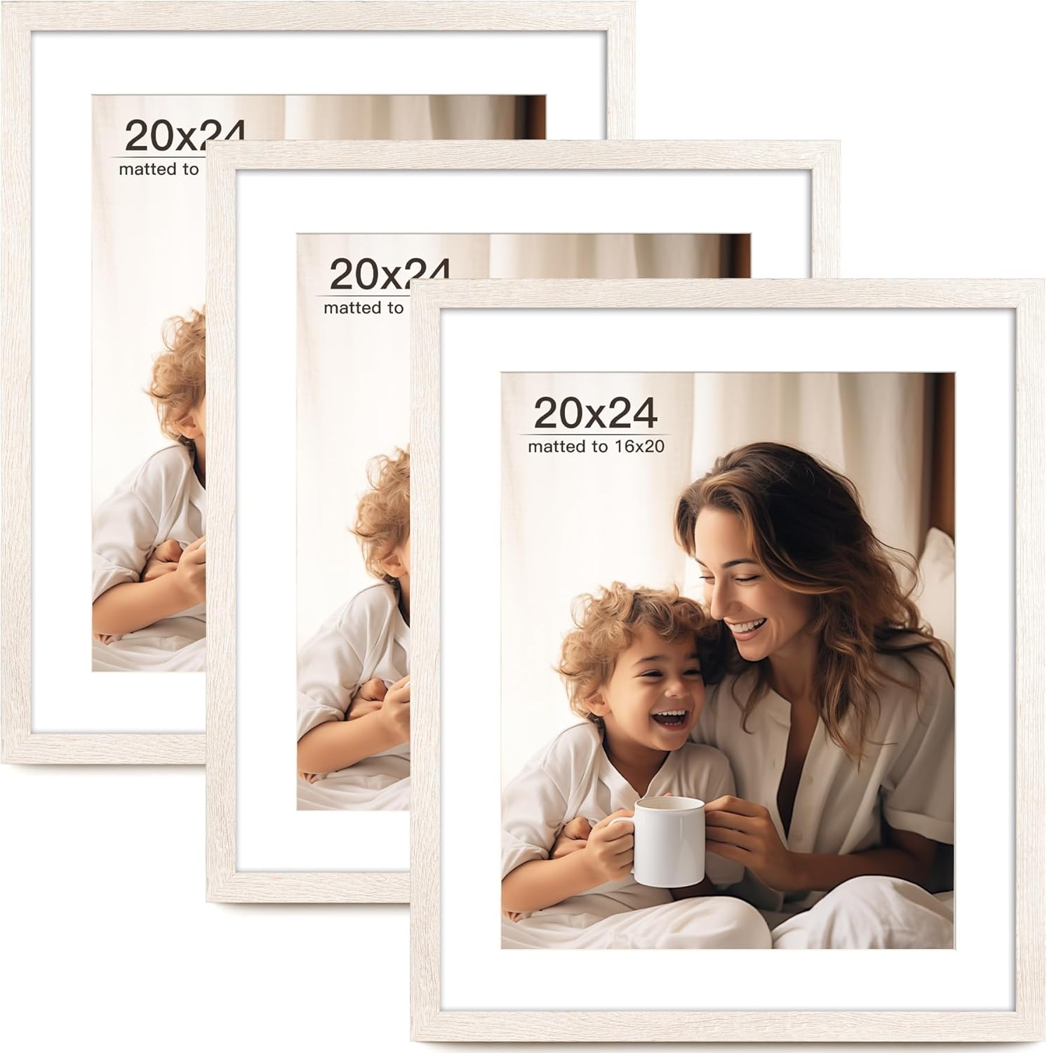20x24 Picture Frame Set of 3 with Mat for 16x20 Photos