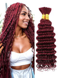 99J Burgundy Human Braiding Hair Deep Wave Bulk - Natural Curly