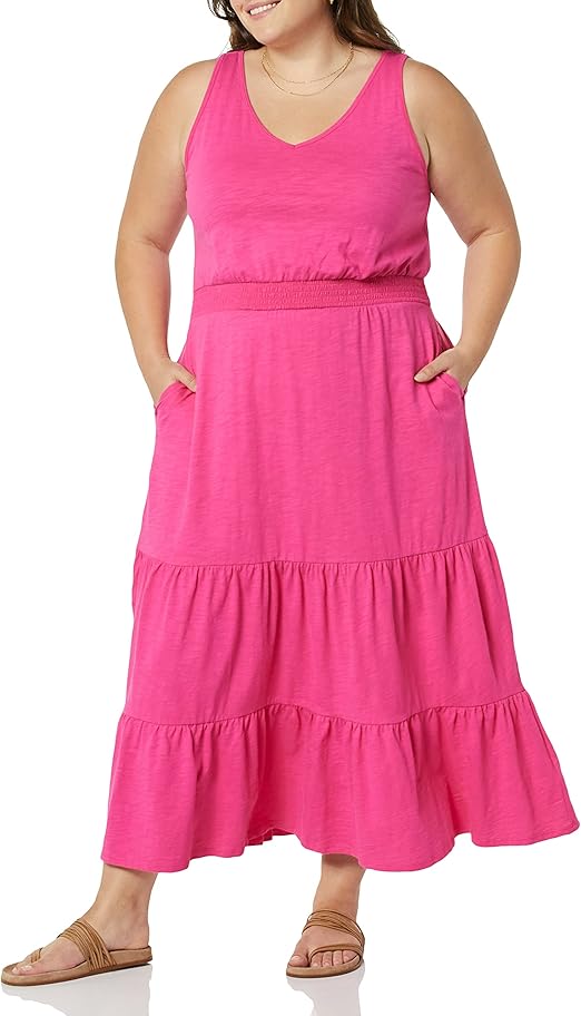 Stylish Women's Sleeveless Elastic Waist Summer Maxi Dress