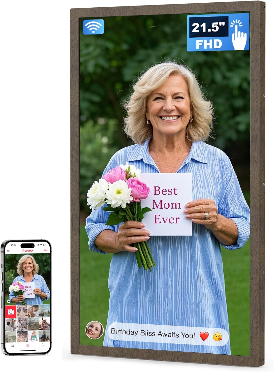 Frameo 21.5 Inch Large Digital Photo Frame with Touchscreen