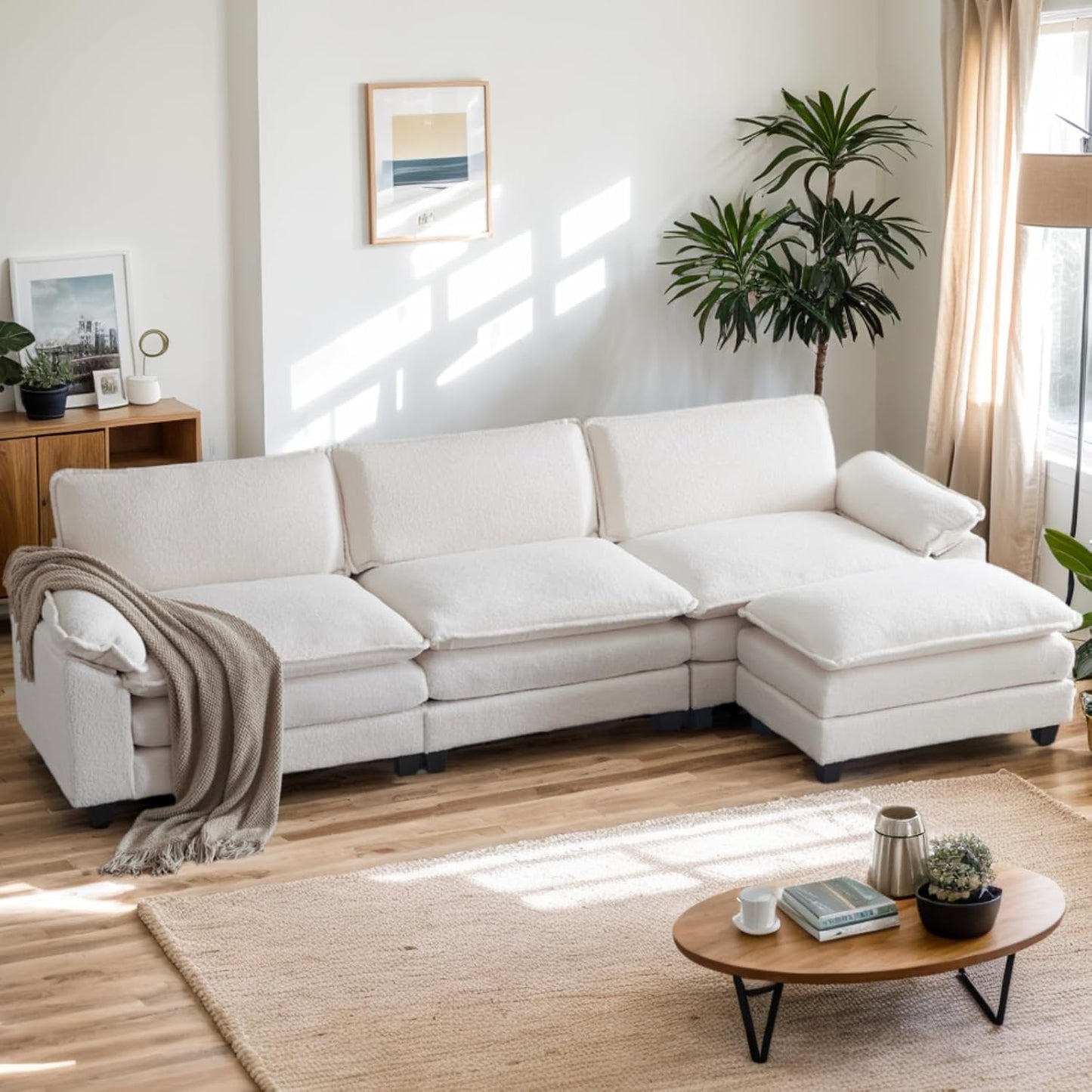 Karl home Sectional Sofa Modular Deep Seat Couch with Ottoman