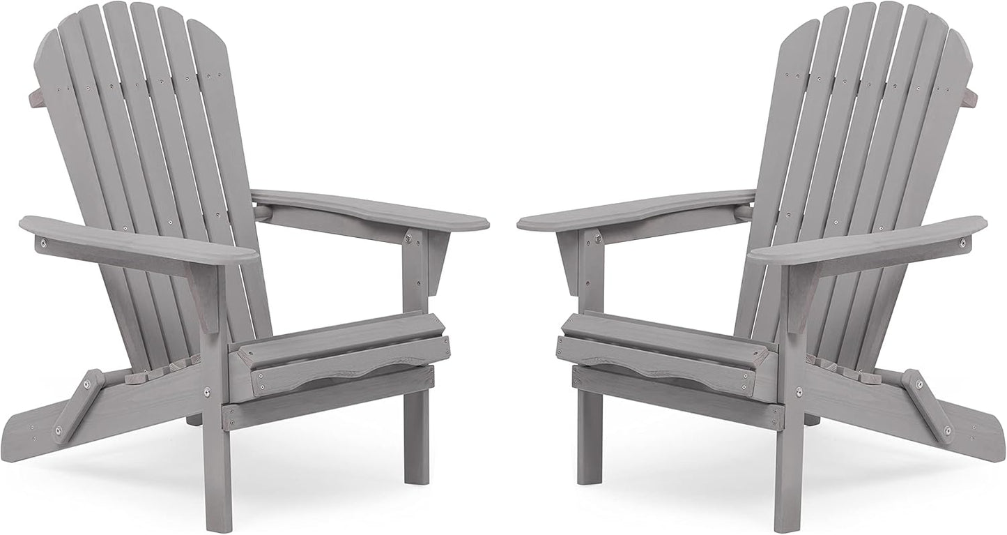 Outdoor Wooden Folding Adirondack Chair Set of 2 for Relaxation