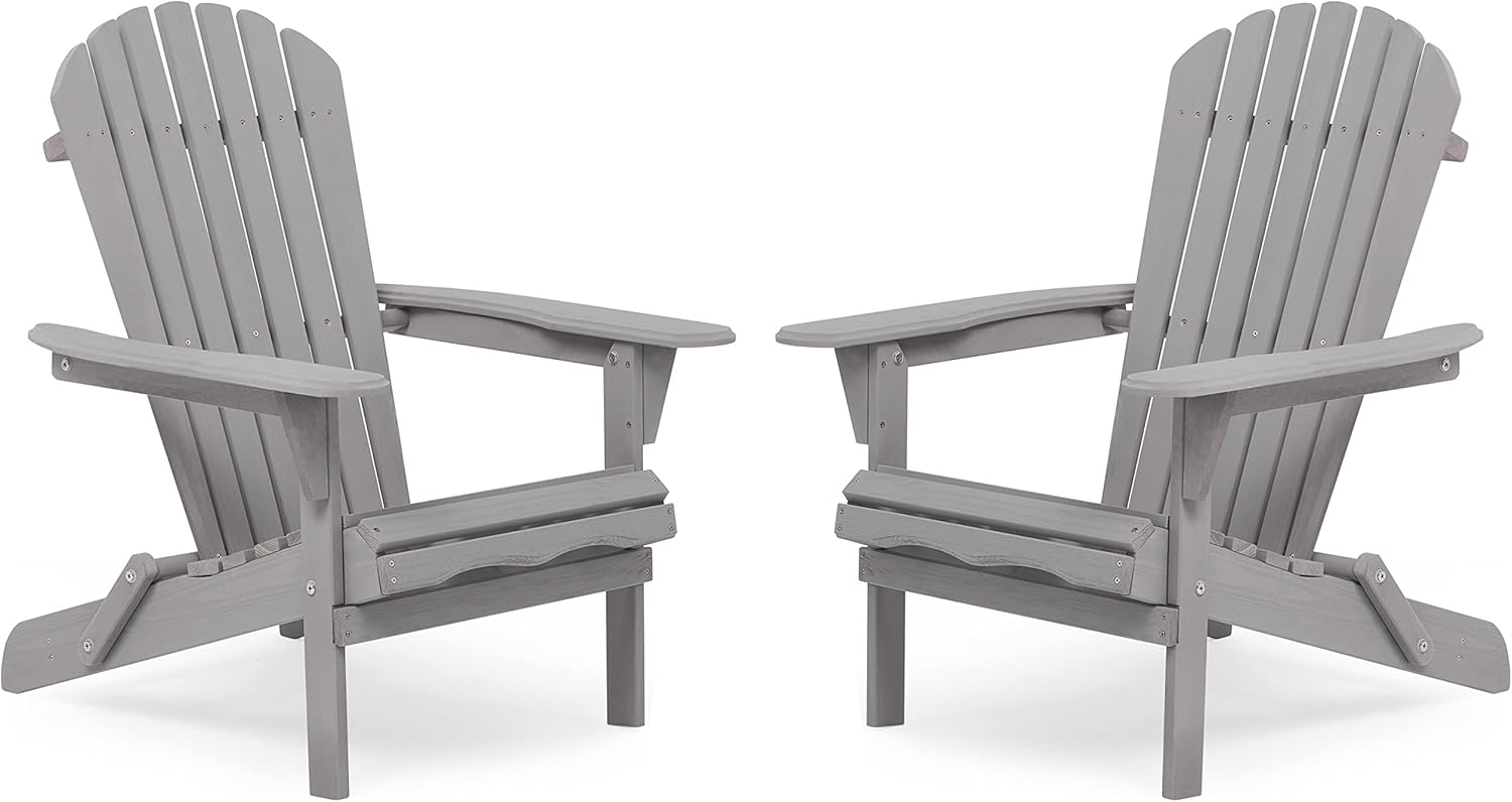 Outdoor Wooden Folding Adirondack Chair Set of 2 for Relaxation