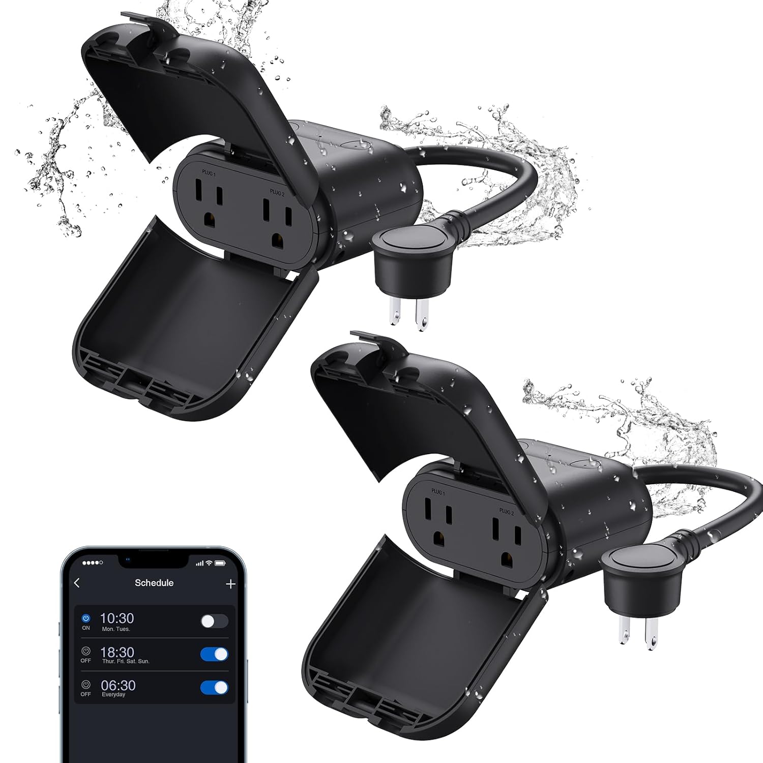 ELEGRP Outdoor Smart Plug with 2 Sockets for Easy Control