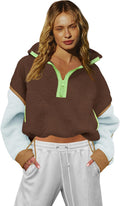 LAMISSCHE Half Zip Sherpa Jacket Women Oversized Fleece Pullover