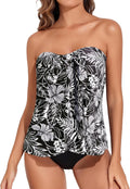 Tankini Swimsuit Two Piece Halter Bandeau - Flattering Tummy Control