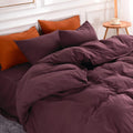 NEXHOME PRO Duvet Cover Set Queen Size Washed Cotton - Linen Feel