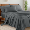 King Cooling Sheet Set Dark Grey - 6 Piece Bamboo Blend Sheets
