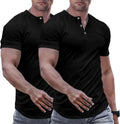 Men's Muscle Slim Henley Shirt - Slim Fit Longline Athletic Tee