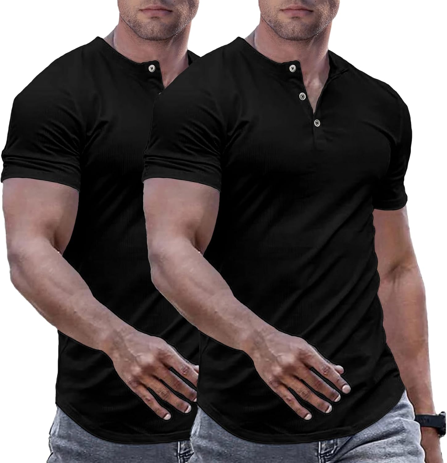 JMIERR Men's Muscle Slim Henley Shirts for Gym and Casual Wear