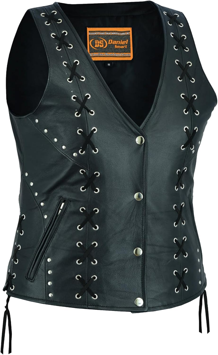 Daniel Smart Women Leather Vest for Stylish Biker Adventures