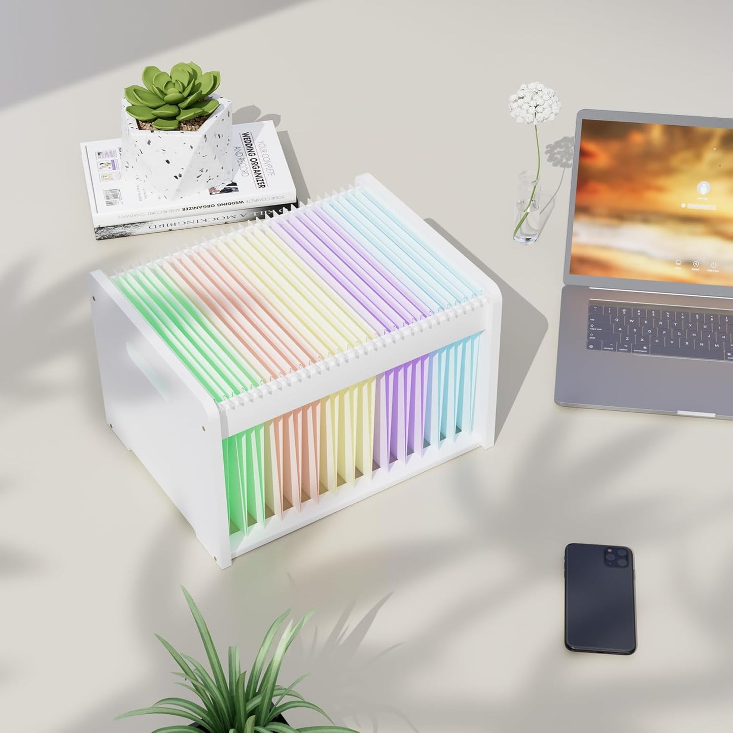 LONTAI Bamboo Hanging File Organizer - Effortless Desk Storage