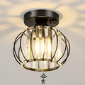 Indoor Motion Sensor Ceiling Light Fixture Modern Crystal Semi Flush