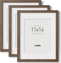 Yaetm 11x14 Picture Frame with Mat for 8x10 - Rustic Design