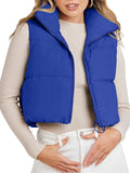 MEROKEETY Women's Crop Puffer Vest Lightweight Stand Collar Sleeveless