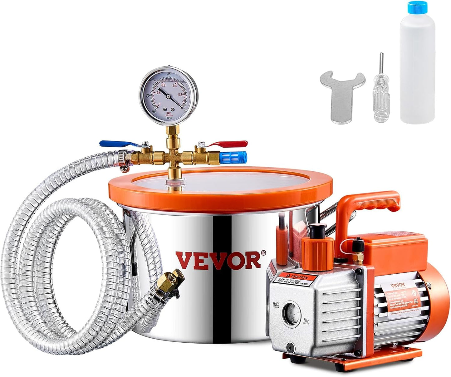 VEVOR 1.5 Gallon Vacuum Chamber and Pump Kit for Degassing