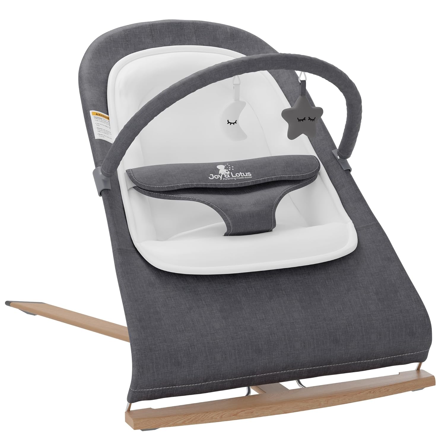Portable Baby Bouncer with Elegant Wood Accents - JOY & LOTUS